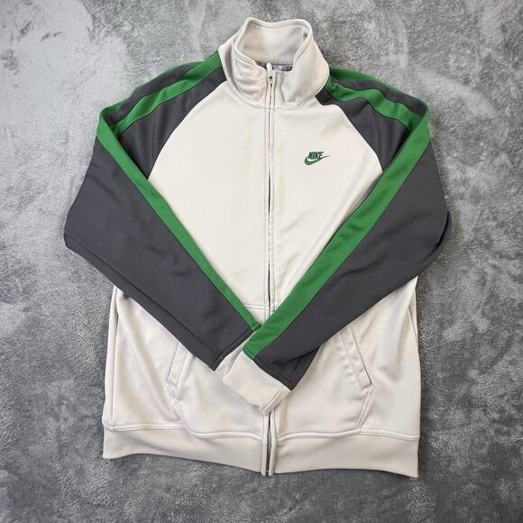 VTG 90s Nike Track Jacket Mens Extra Large Full Zip Color Block Green Tan Gray - Picture 1 of 10